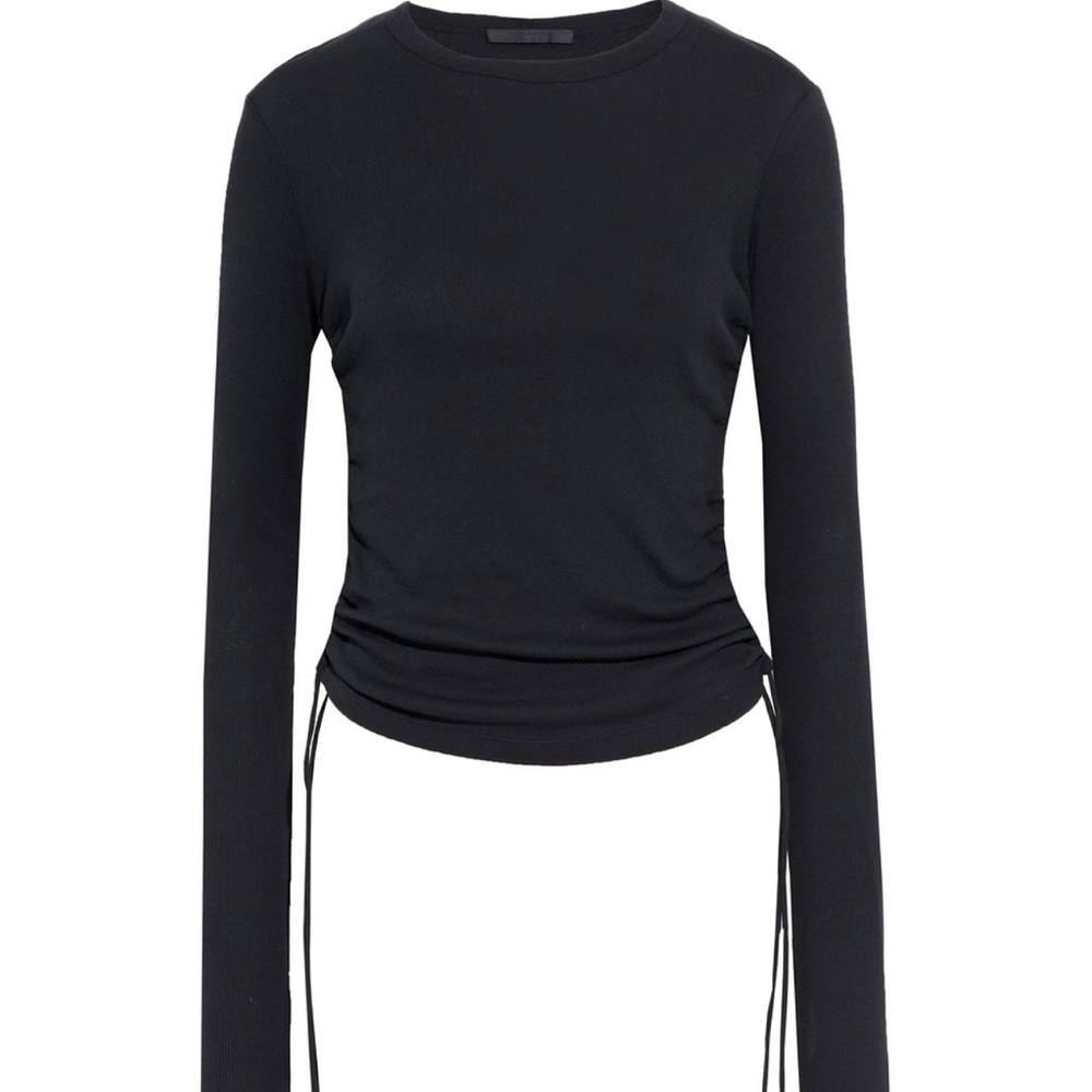 HELMUT LANG Ruched ribbed cotton-jersey top